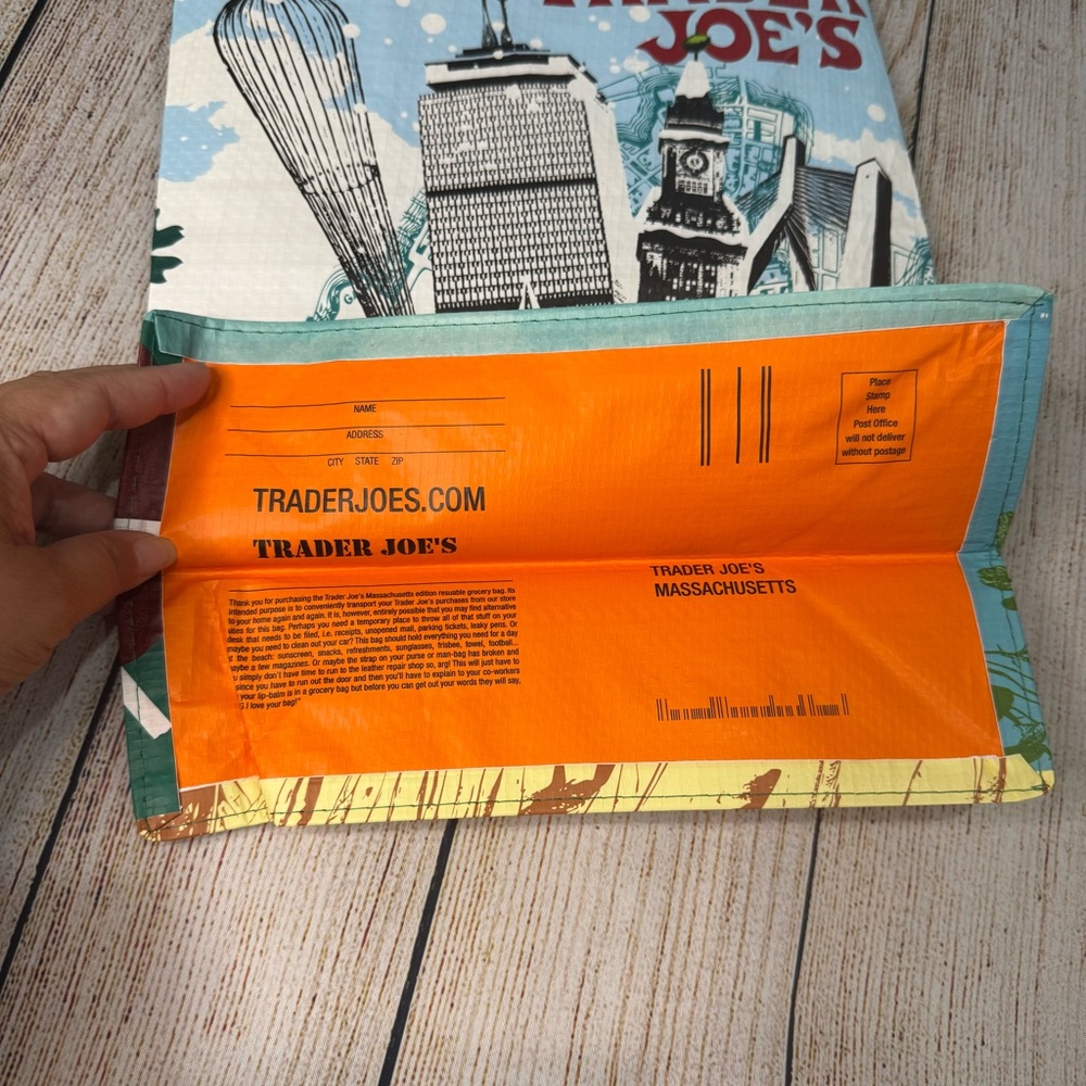 NWT Trader Joe's Boston Massachusetts Reusable Shopping Bag - Picture 9 of 13